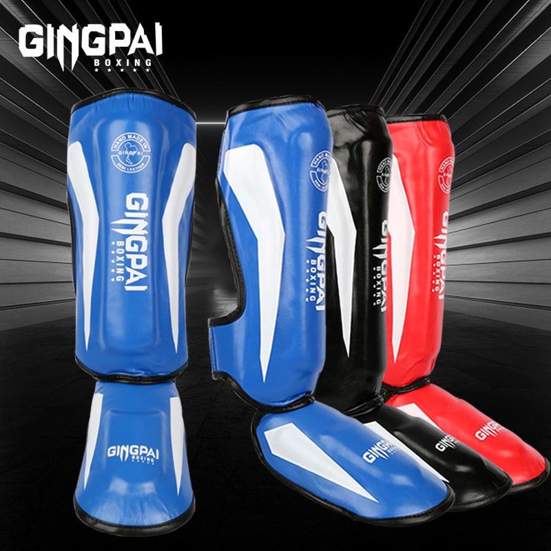 MMA Muay Thai Kickboxing Leather Shin Guards