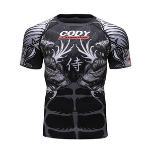 Animal Graphic Compression Shirt Rashguard Jiu Jitsu MMA Fitness Quick Dry Rash Guard