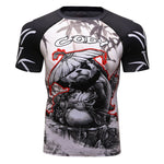 Animal Graphic Compression Shirt Rashguard Jiu Jitsu MMA Fitness Quick Dry Rash Guard