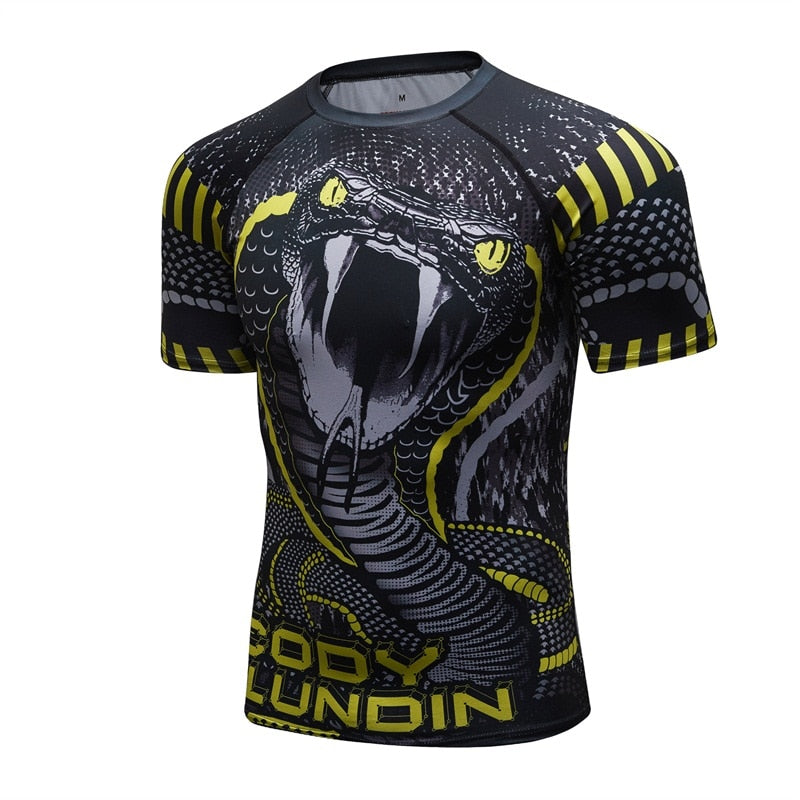 Animal Graphic Compression Shirt Rashguard Jiu Jitsu MMA Fitness Quick Dry Rash Guard