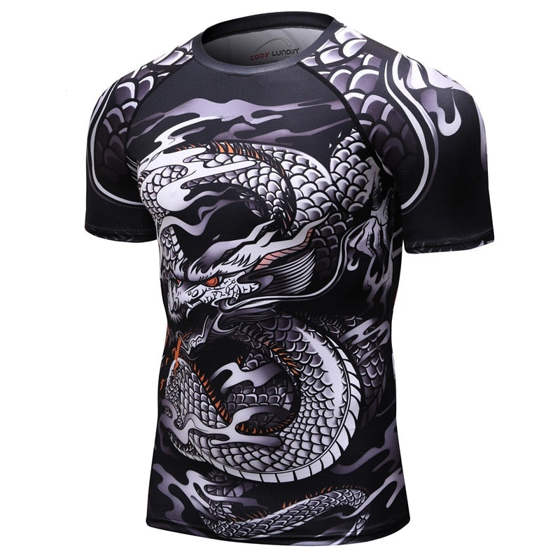 Animal Graphic Compression Shirt Rashguard Jiu Jitsu MMA Fitness Quick Dry Rash Guard