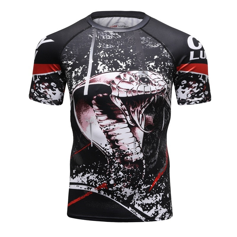 Animal Graphic Compression Shirt Rashguard Jiu Jitsu MMA Fitness Quick Dry Rash Guard