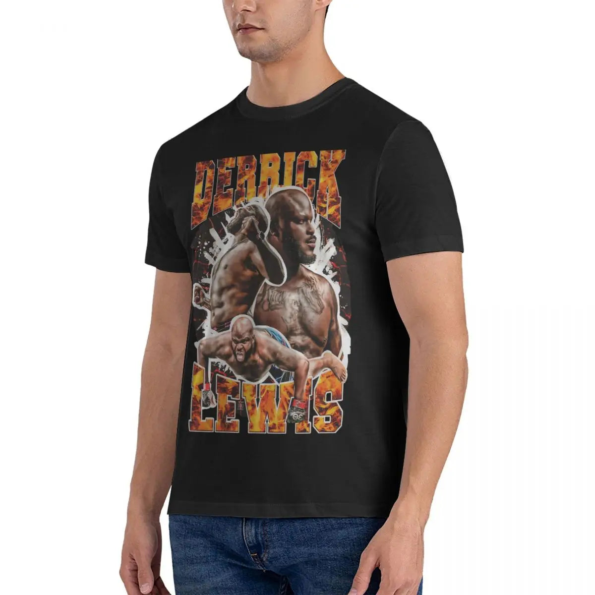 Derrick-Lewis T-Shirt Men Cotton T Shirts UFC Short Sleeve Tee Shirt Tops