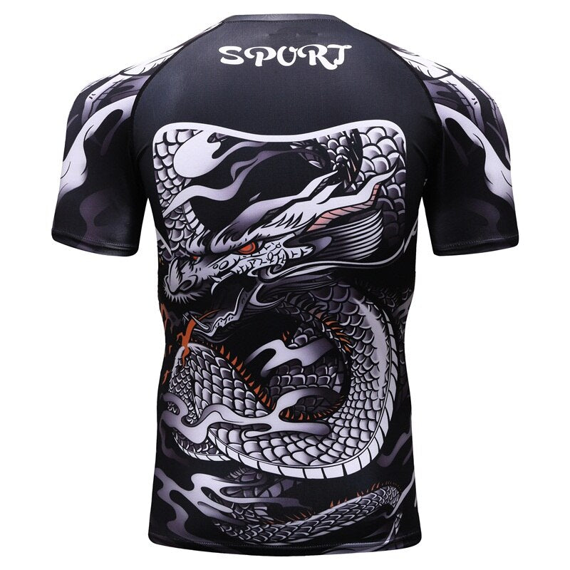 Animal Graphic Compression Shirt Rashguard Jiu Jitsu MMA Fitness Quick Dry Rash Guard