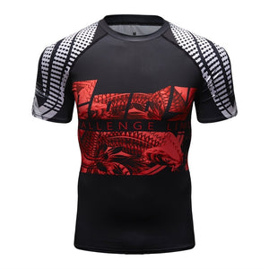 Animal Graphic Compression Shirt Rashguard Jiu Jitsu MMA Fitness Quick Dry Rash Guard