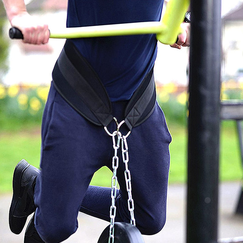 Weight Lifting Belt w/ Chain Dip, Pull Up, Chin Up Gym Belt